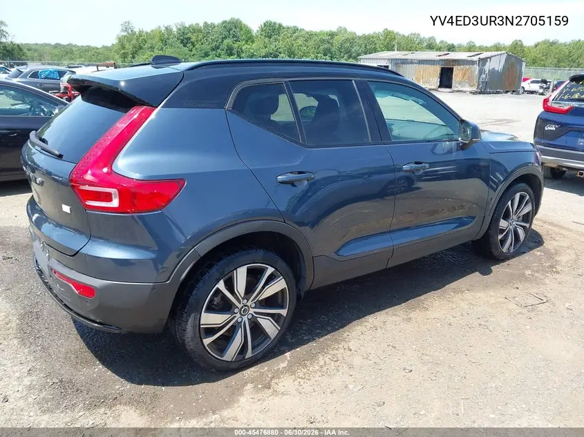 2022 Volvo Xc40 Recharge Pure Electric P8 Twin Plus VIN: YV4ED3UR3N2705159 Lot: 45476880
