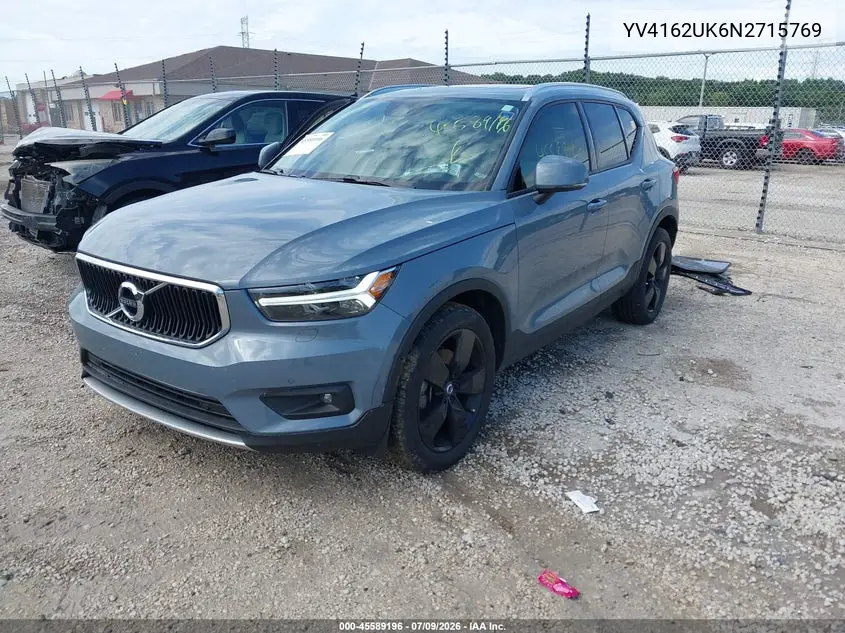 2022 Volvo Xc40 T5 Momentum VIN: YV4162UK6N2715769 Lot: 45589196