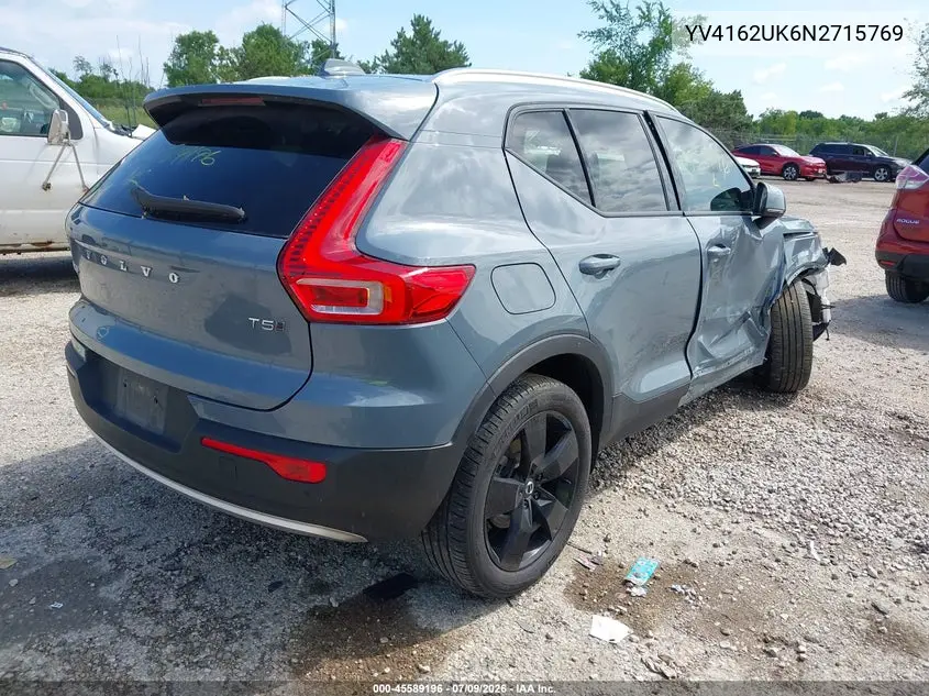2022 Volvo Xc40 T5 Momentum VIN: YV4162UK6N2715769 Lot: 45589196