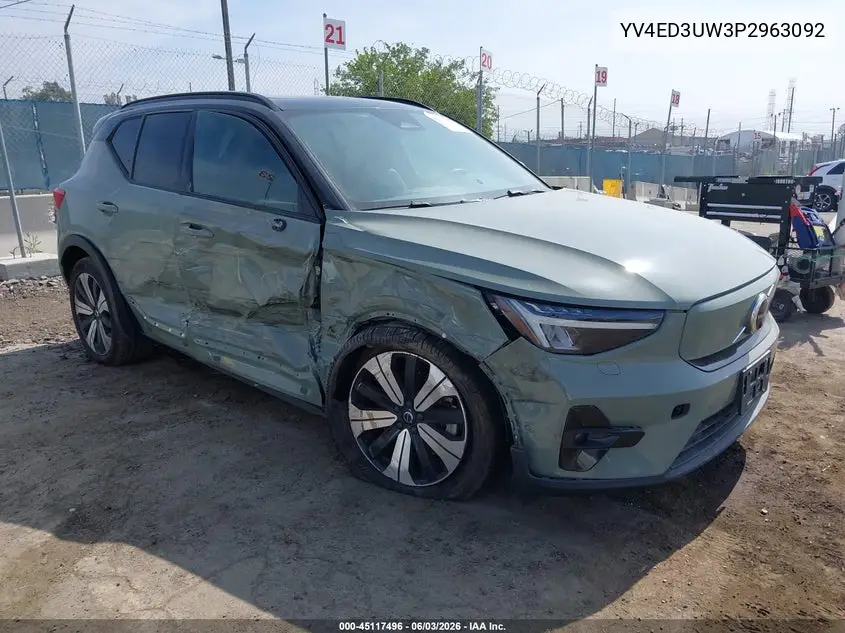 2023 Volvo Xc40 Recharge Pure Electric Twin Plus VIN: YV4ED3UW3P2963092 Lot: 45117496