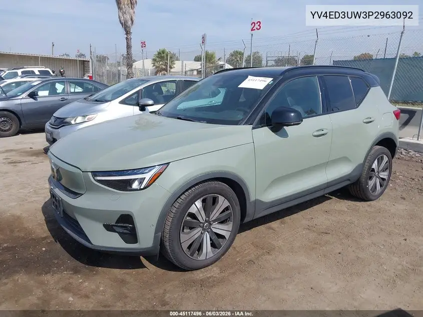 2023 Volvo Xc40 Recharge Pure Electric Twin Plus VIN: YV4ED3UW3P2963092 Lot: 45117496