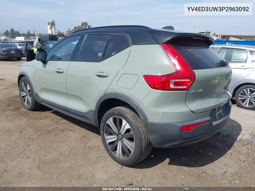 2023 Volvo Xc40 Recharge Pure Electric Twin Plus VIN: YV4ED3UW3P2963092 Lot: 45117496