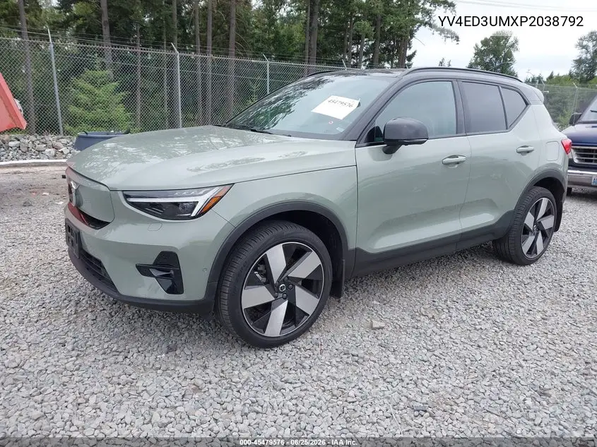 2023 Volvo Xc40 Recharge Pure Electric Twin Ultimate VIN: YV4ED3UMXP2038792 Lot: 45479576