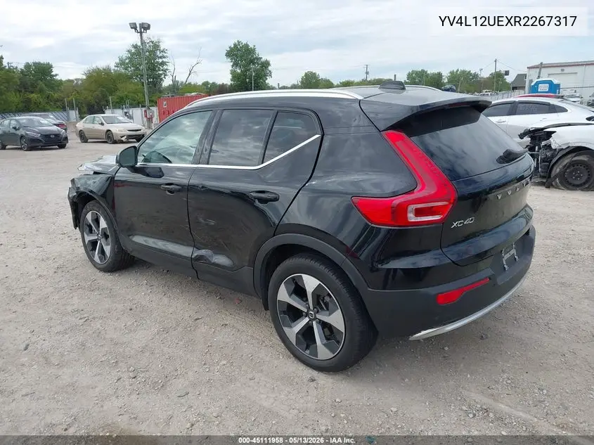 2024 Volvo Xc40 B5 Plus Bright Theme VIN: YV4L12UEXR2267317 Lot: 45111958