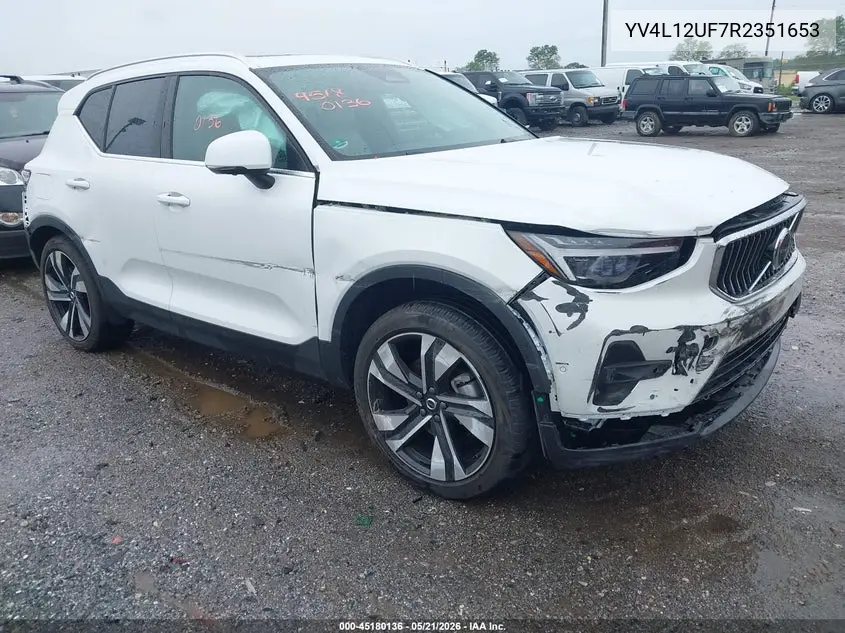 2024 Volvo Xc40 B5 Ultimate Bright Theme VIN: YV4L12UF7R2351653 Lot: 45180136