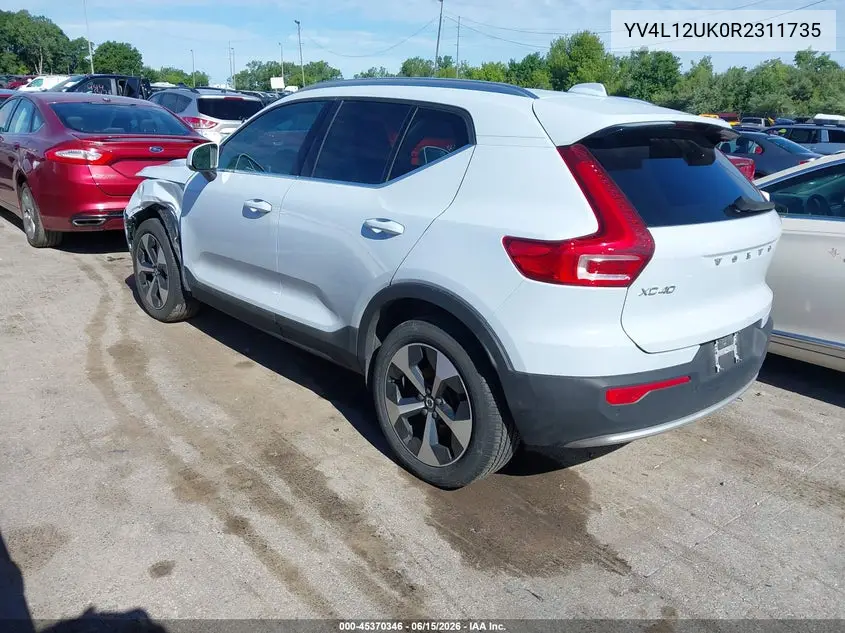 2024 Volvo Xc40 B5 Core Bright Theme VIN: YV4L12UK0R2311735 Lot: 45370346