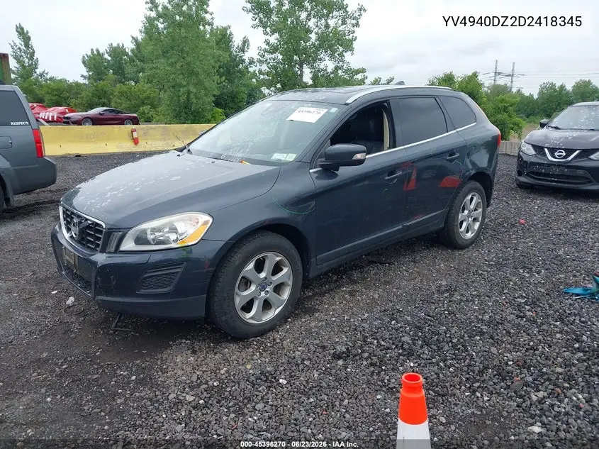 2013 Volvo Xc60 3.2 Premier VIN: YV4940DZ2D2418345 Lot: 45396270