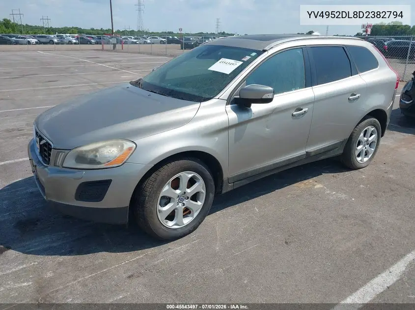 2013 Volvo Xc60 3.2/3.2 Platinum/3.2 Premier/3.2 Premier Plus VIN: YV4952DL8D2382794 Lot: 45543497