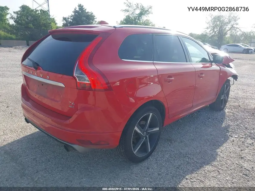 2016 Volvo Xc60 T6 Drive-E R-Design VIN: YV449MRP0G2868736 Lot: 45502915