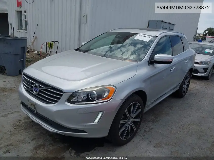 2016 Volvo Xc60 T6 Drive-E Platinum VIN: YV449MDM0G2778872 Lot: 45590934