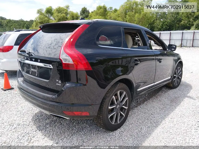 2016 Volvo Xc60 T6 Drive-E VIN: YV449MRK7G2915037 Lot: 45599027