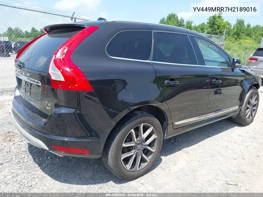 2017 Volvo Xc60 T6 Dynamic VIN: YV449MRR7H2189016 Lot: 45502031