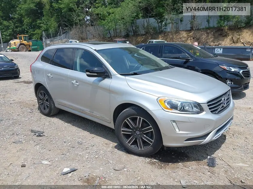 2017 Volvo Xc60 T5 Dynamic VIN: YV440MRR1H2017381 Lot: 45515003