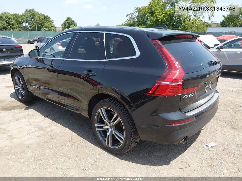 2019 Volvo Xc60 T6 Momentum VIN: YV4A22RK3K1343748 Lot: 45541376