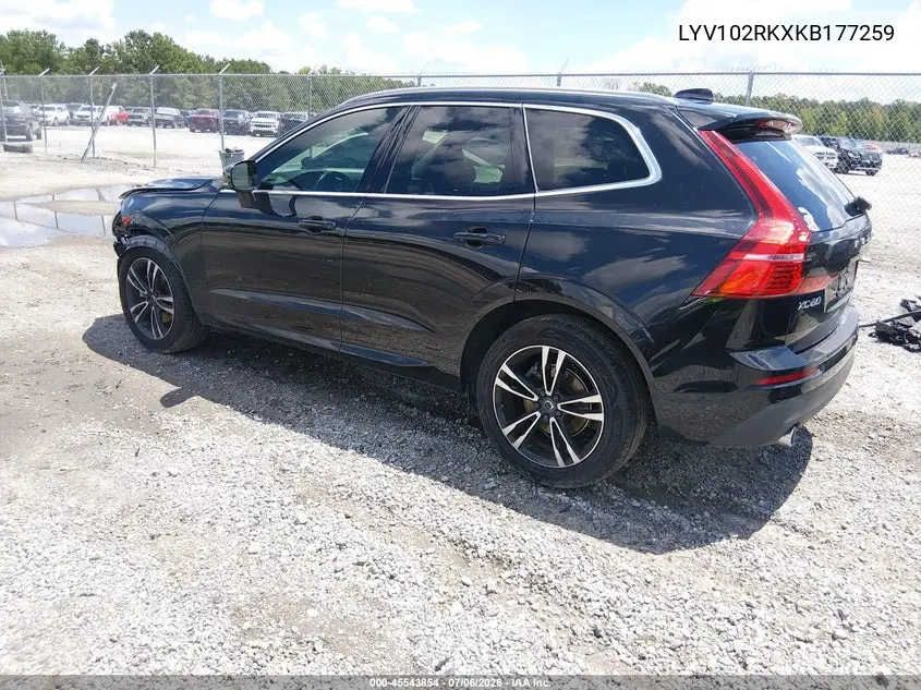 2019 Volvo Xc60 T5 Momentum VIN: LYV102RKXKB177259 Lot: 45543854
