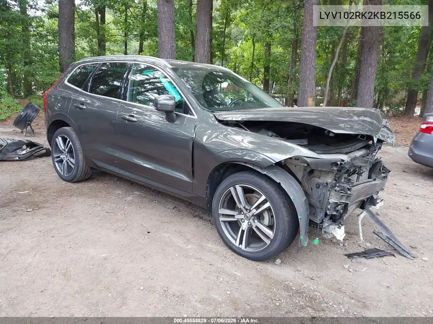 2019 Volvo Xc60 T5 Momentum VIN: LYV102RK2KB215566 Lot: 45558829