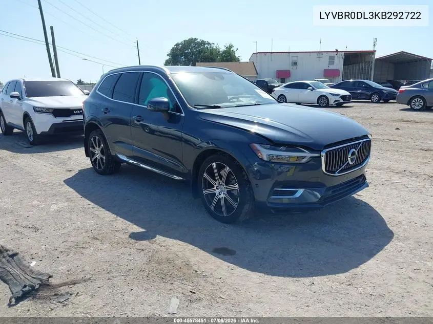 2019 Volvo Xc60 Hybrid T8 Inscription VIN: LYVBR0DL3KB292722 Lot: 45578451