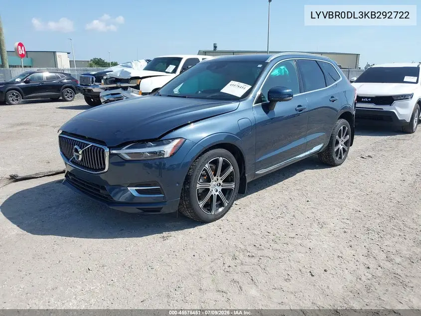 2019 Volvo Xc60 Hybrid T8 Inscription VIN: LYVBR0DL3KB292722 Lot: 45578451