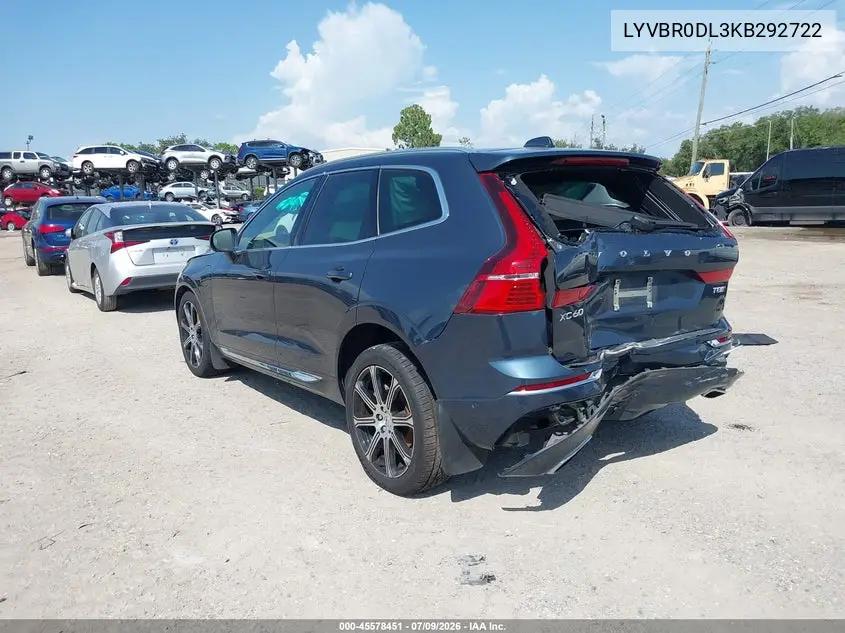 2019 Volvo Xc60 Hybrid T8 Inscription VIN: LYVBR0DL3KB292722 Lot: 45578451