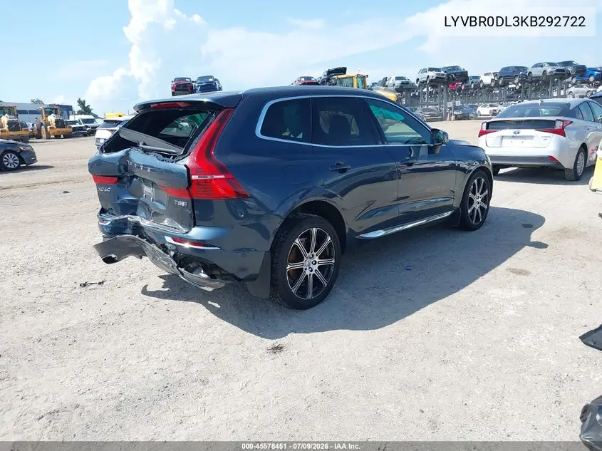 2019 Volvo Xc60 Hybrid T8 Inscription VIN: LYVBR0DL3KB292722 Lot: 45578451