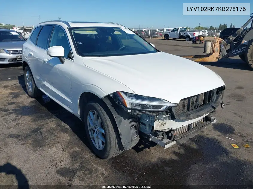 2019 Volvo Xc60 T5 Momentum VIN: LYV102RK7KB278176 Lot: 45597513