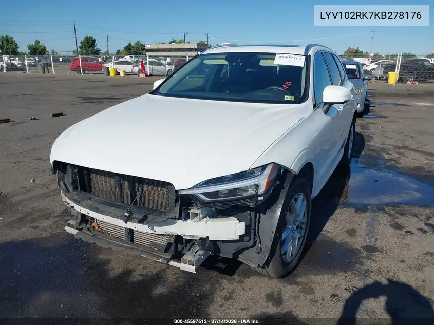 2019 Volvo Xc60 T5 Momentum VIN: LYV102RK7KB278176 Lot: 45597513
