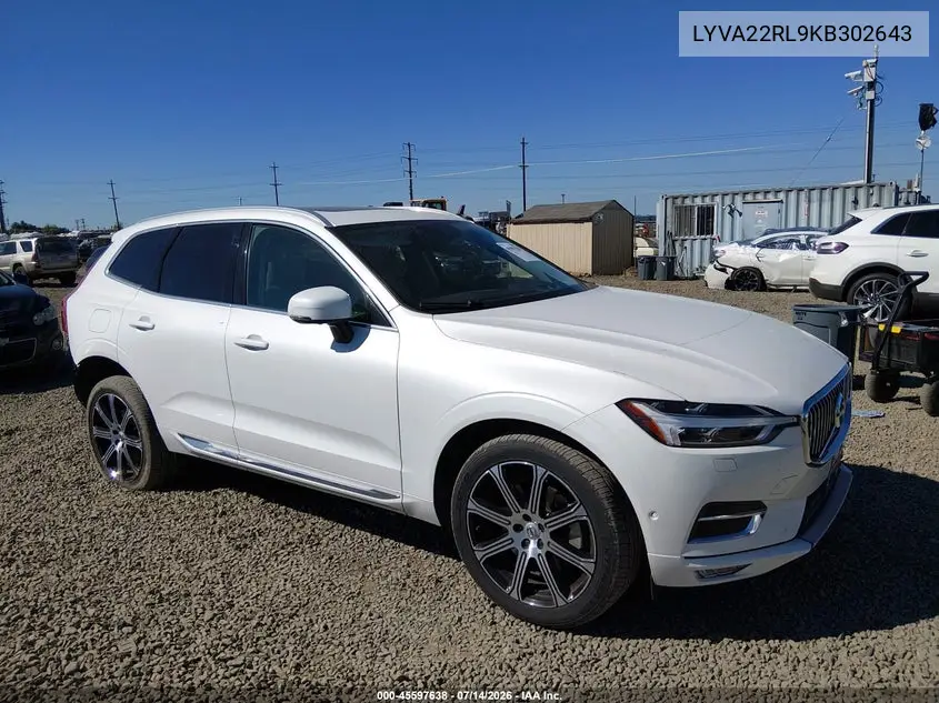 2019 Volvo Xc60 T6 Inscription VIN: LYVA22RL9KB302643 Lot: 45597638