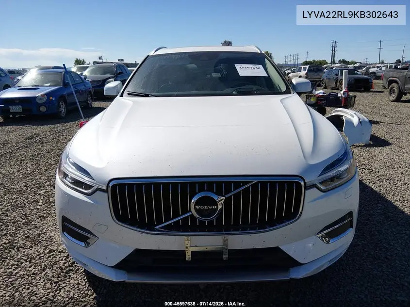 2019 Volvo Xc60 T6 Inscription VIN: LYVA22RL9KB302643 Lot: 45597638