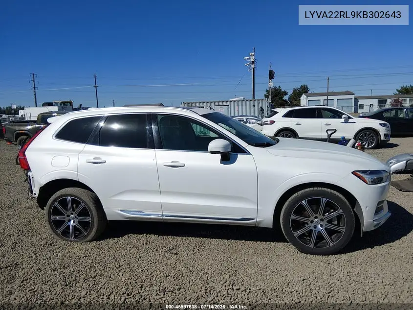 2019 Volvo Xc60 T6 Inscription VIN: LYVA22RL9KB302643 Lot: 45597638
