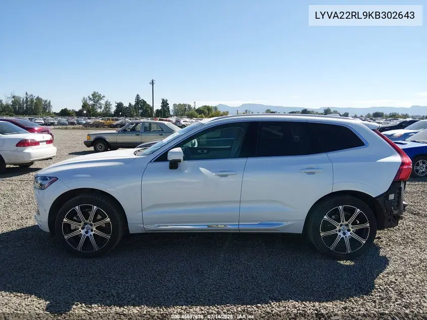 2019 Volvo Xc60 T6 Inscription VIN: LYVA22RL9KB302643 Lot: 45597638