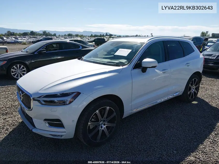 2019 Volvo Xc60 T6 Inscription VIN: LYVA22RL9KB302643 Lot: 45597638