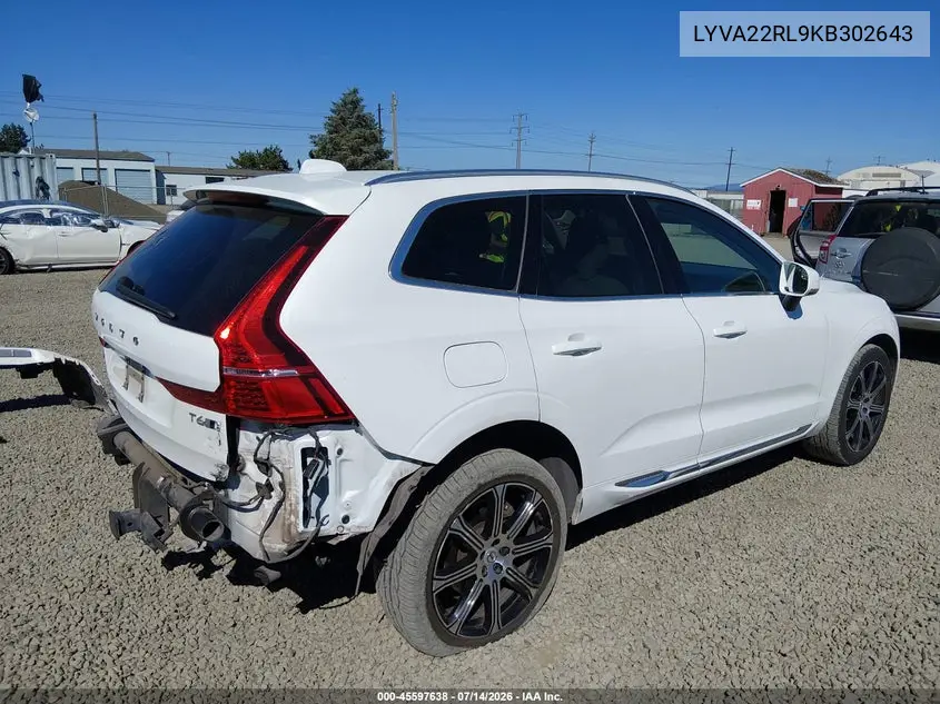 2019 Volvo Xc60 T6 Inscription VIN: LYVA22RL9KB302643 Lot: 45597638