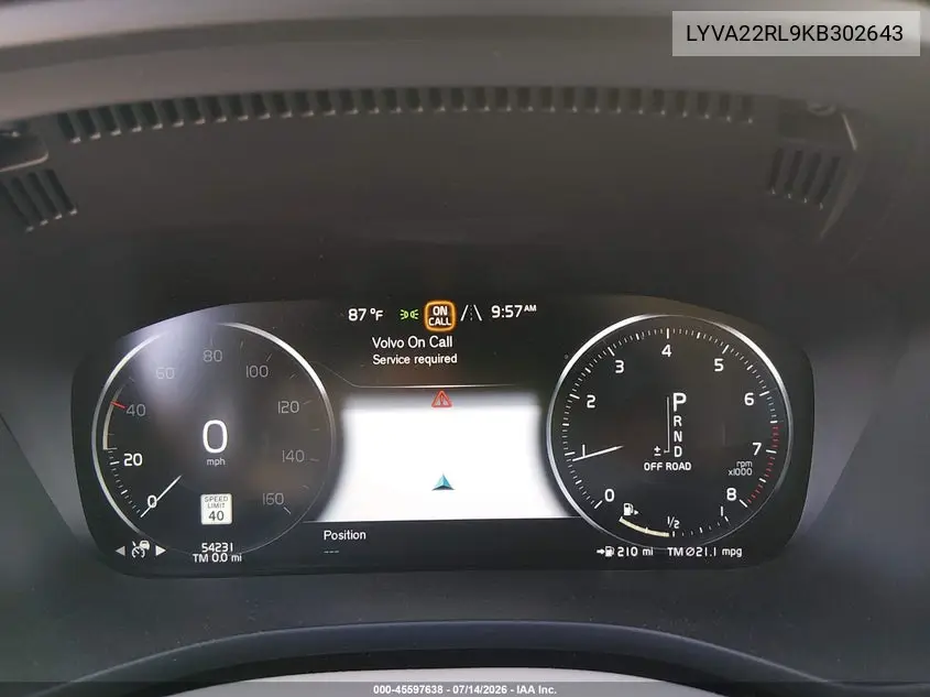 2019 Volvo Xc60 T6 Inscription VIN: LYVA22RL9KB302643 Lot: 45597638