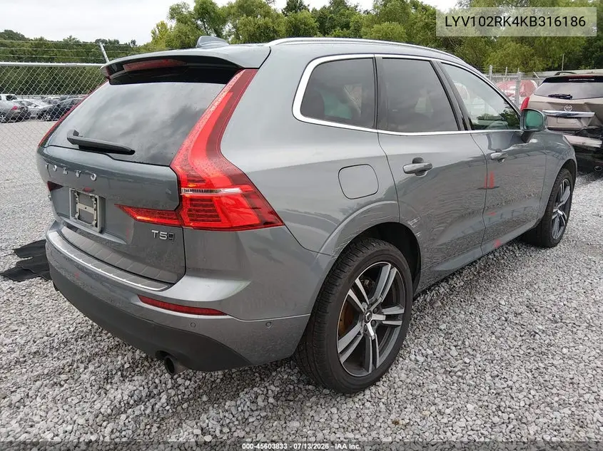 2019 Volvo Xc60 T5 Momentum VIN: LYV102RK4KB316186 Lot: 45603833