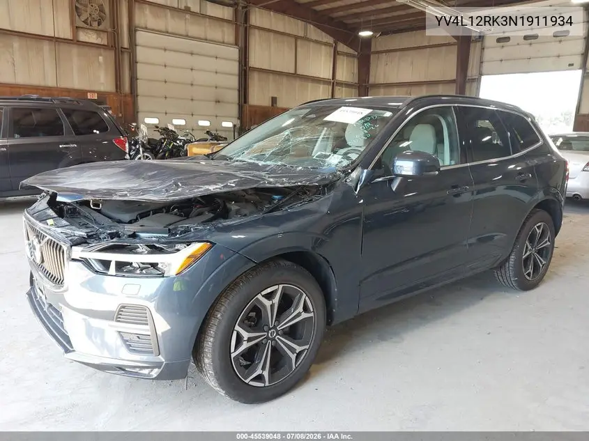 2022 Volvo Xc60 B5 Momentum VIN: YV4L12RK3N1911934 Lot: 45539048