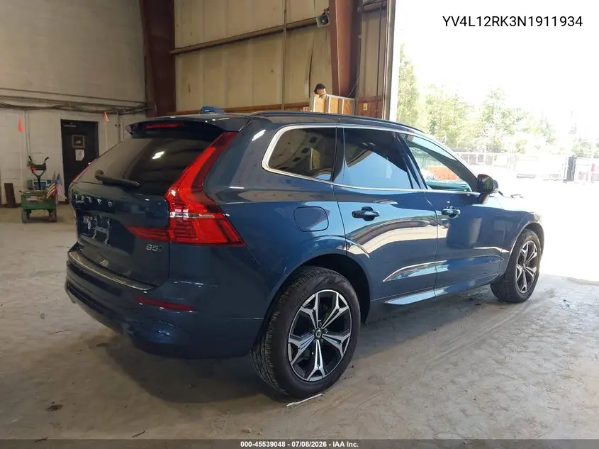 2022 Volvo Xc60 B5 Momentum VIN: YV4L12RK3N1911934 Lot: 45539048