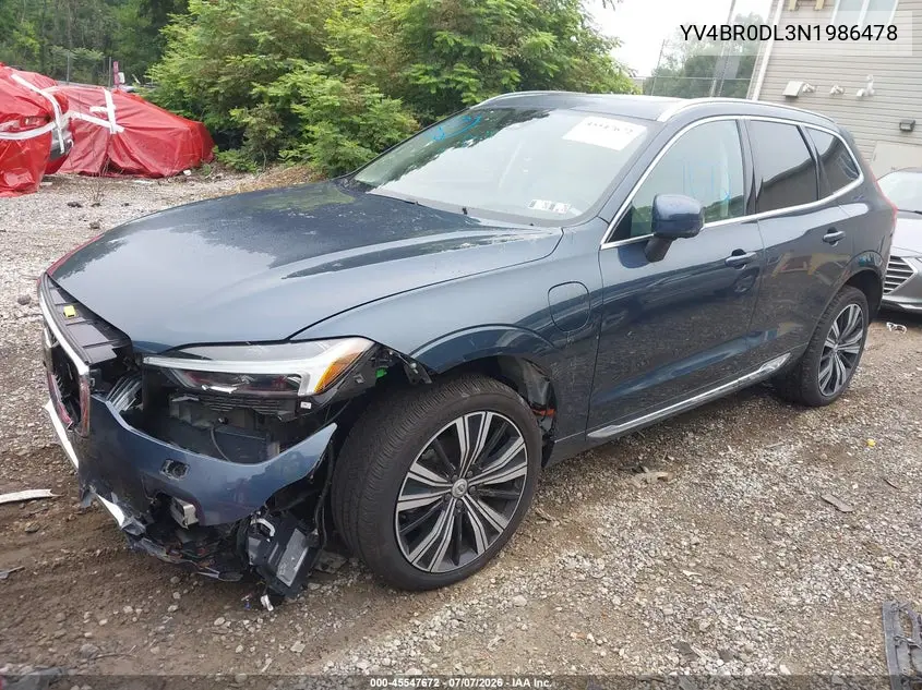 2022 Volvo Xc60 Recharge Plug-In Hybrid T8 Inscription VIN: YV4BR0DL3N1986478 Lot: 45547672