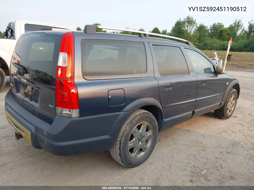 2005 Volvo Xc70 2.5T A Awd/2.5T A Awd Sr VIN: YV1SZ592451190512 Lot: 45594239
