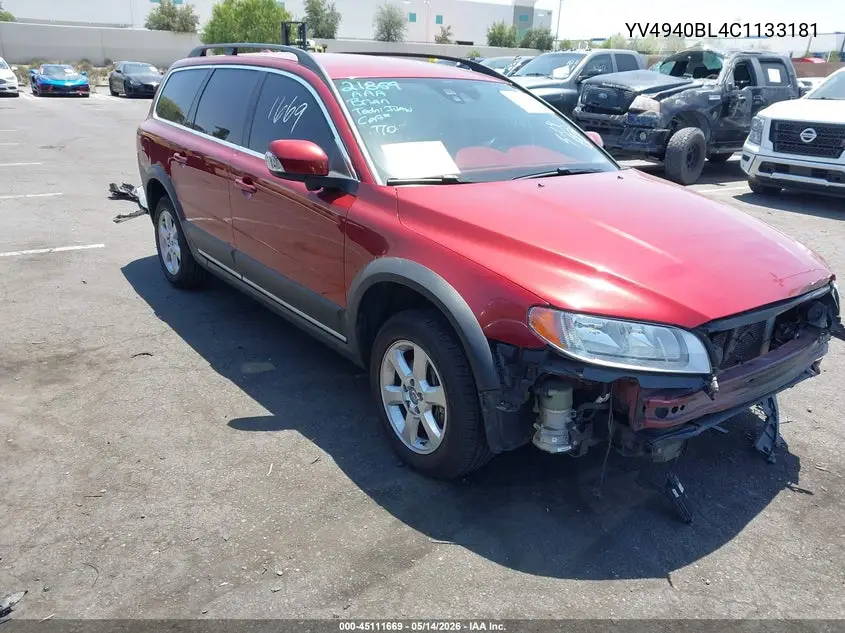 2012 Volvo Xc70 3.2 VIN: YV4940BL4C1133181 Lot: 45111669