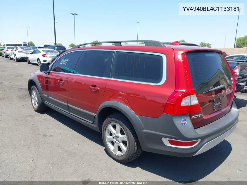 2012 Volvo Xc70 3.2 VIN: YV4940BL4C1133181 Lot: 45111669