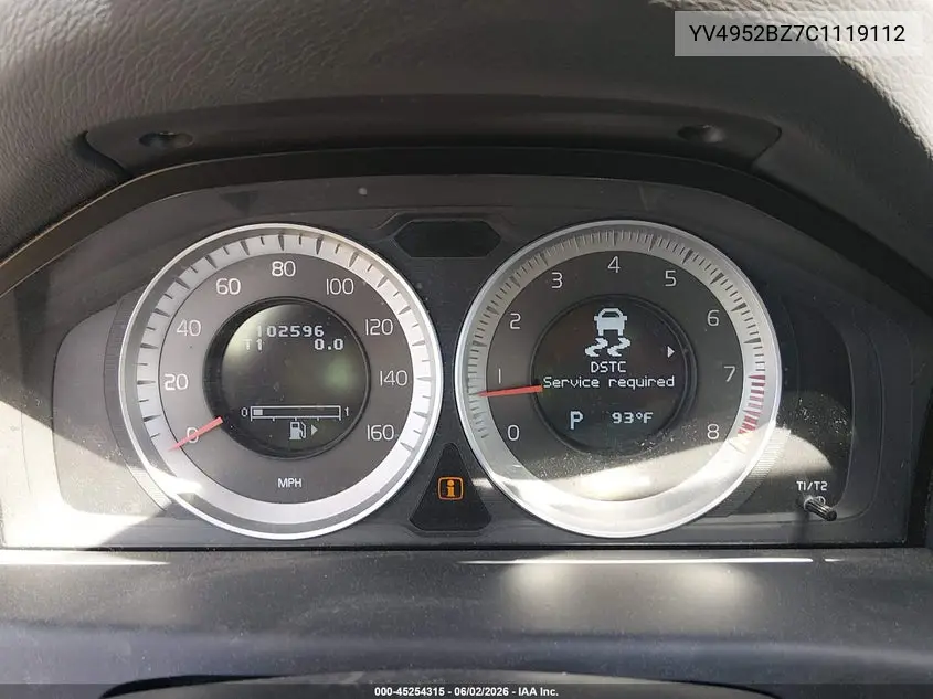 2012 Volvo Xc70 3.2/3.2 Platinum/3.2 Premier/3.2 Premier Plus VIN: YV4952BZ7C1119112 Lot: 45254315