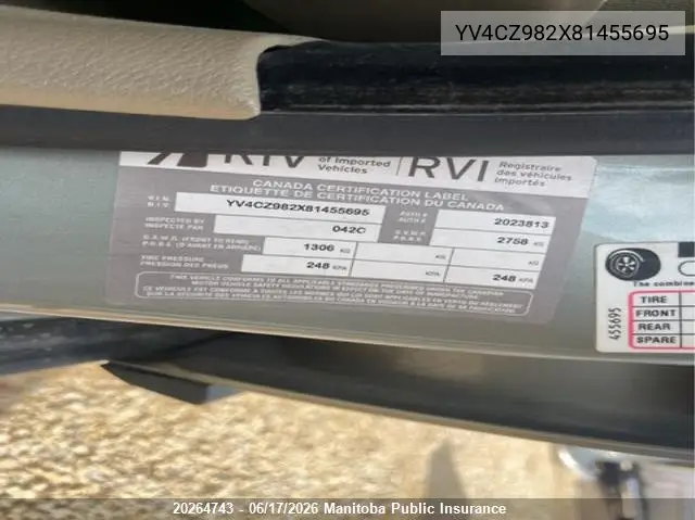 2008 Volvo Xc90 3.2 VIN: YV4CZ982X81455695 Lot: 20264743