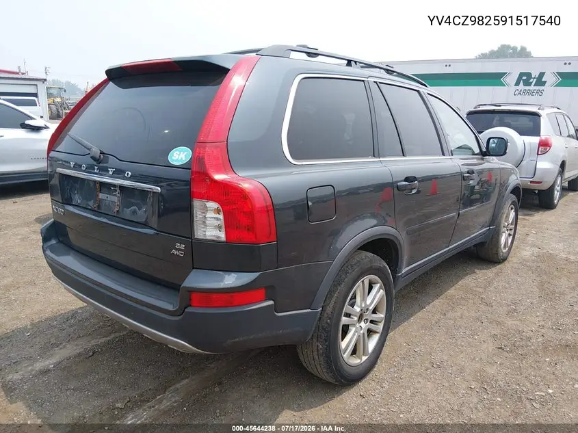2009 Volvo Xc90 3.2 VIN: YV4CZ982591517540 Lot: 45644238