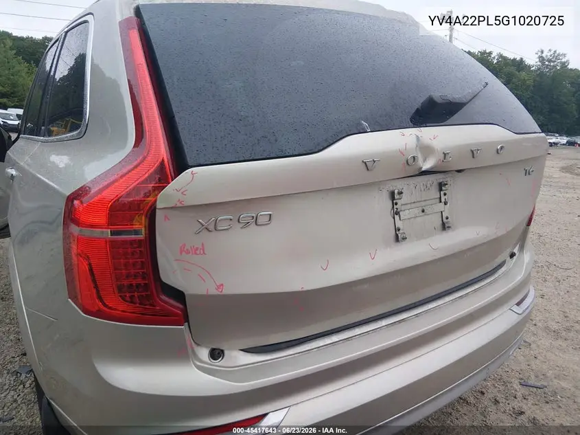 2016 Volvo Xc90 T6 Inscription VIN: YV4A22PL5G1020725 Lot: 45417643