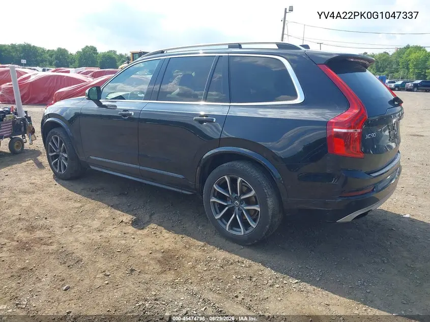 2016 Volvo Xc90 T6 Momentum VIN: YV4A22PK0G1047337 Lot: 45474796