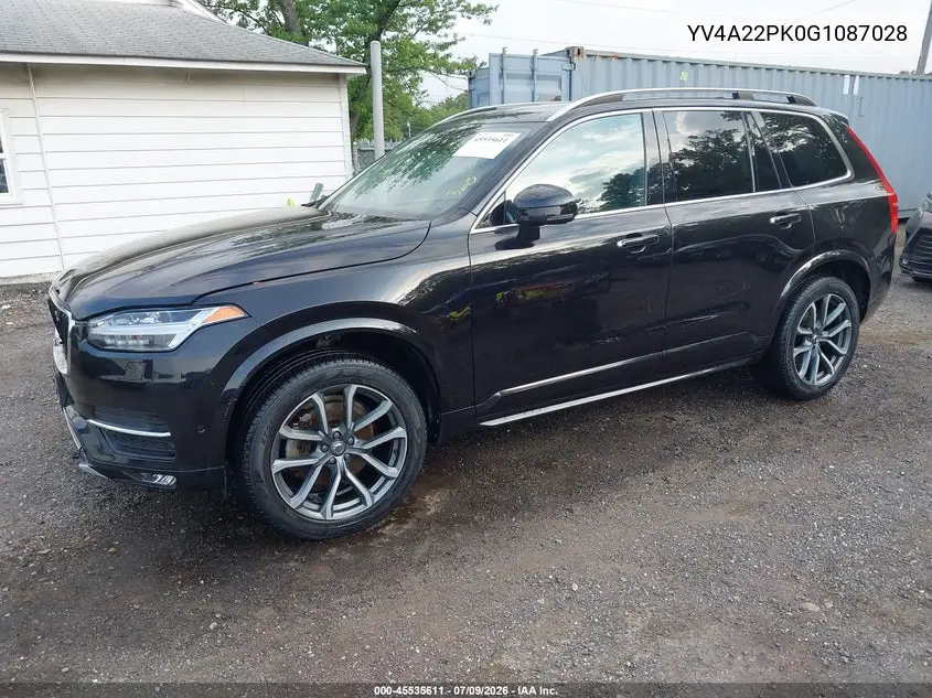 2016 Volvo Xc90 T6 Momentum VIN: YV4A22PK0G1087028 Lot: 45535611