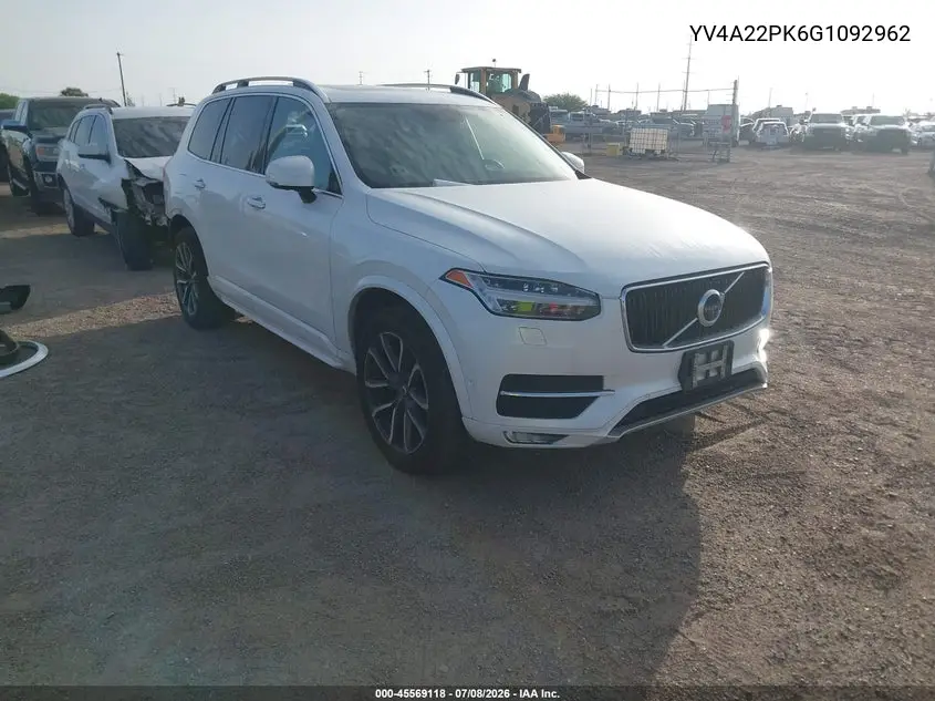 2016 Volvo Xc90 T6 Momentum VIN: YV4A22PK6G1092962 Lot: 45569118