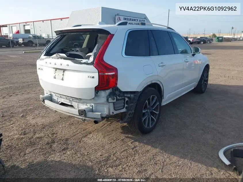 2016 Volvo Xc90 T6 Momentum VIN: YV4A22PK6G1092962 Lot: 45569118