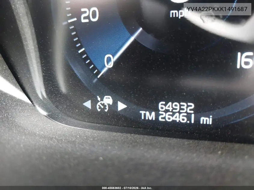 2019 Volvo Xc90 T6 Momentum VIN: YV4A22PKXK1491687 Lot: 45563602