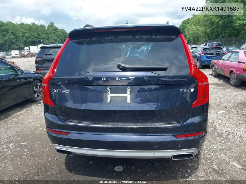 2019 Volvo Xc90 T6 Momentum VIN: YV4A22PKXK1491687 Lot: 45563602